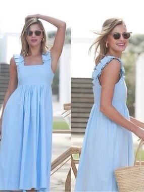 Lake Lolly Blue Ruffle Strap Dress